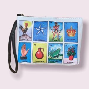 Mexican Loteria Zipper Pouch Wristlet Coin Purse Mini Bag